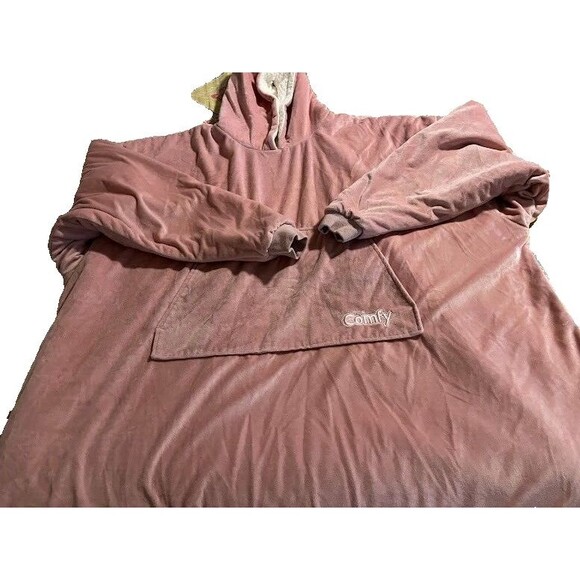 The Comfy Hoodie Blanket Pink Sherpa Lined Oversized Sweatshirt OS Cozycore - Picture 2 of 6